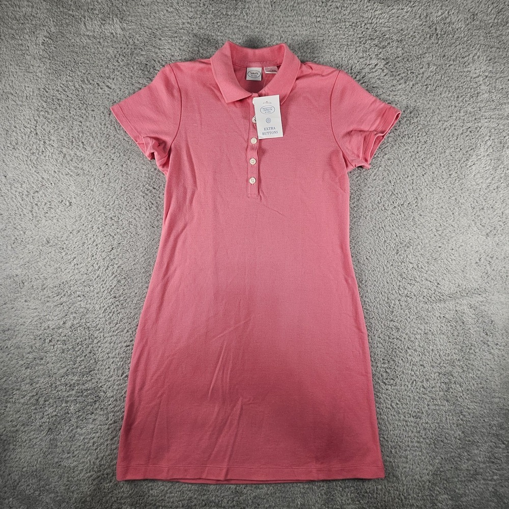 Talbots T Shirt Dress Girl 18 Pink Button Sheath Sporty Tennis Preppy Pickleball